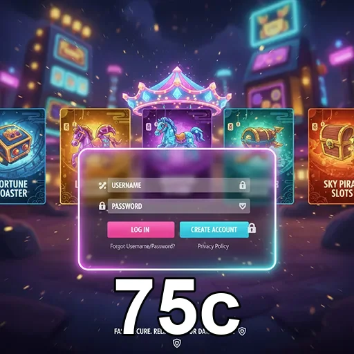 Tela de login do site 75c com opções para jogadores VIP.