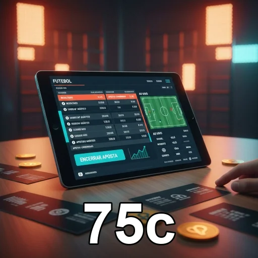 Interface do aplicativo 75c para apostas em futebol.