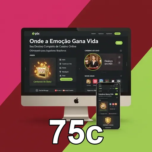 Tela do aplicativo 75c com jogos ao vivo e acesso fácil.