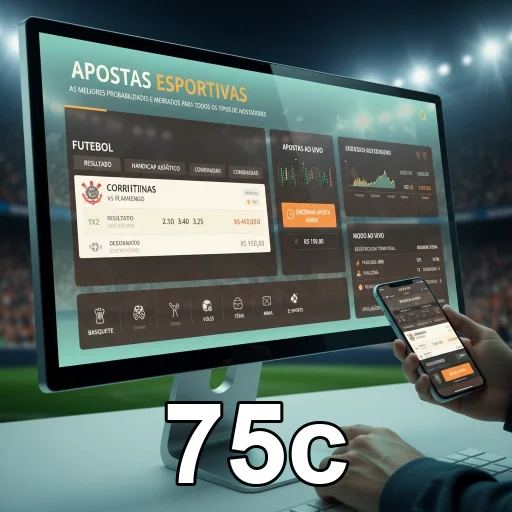 Aplicativo 75c mostrando odds de apostas esportivas.