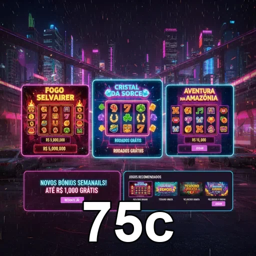 Interface de jogos online no 75c com jackpots e slots.