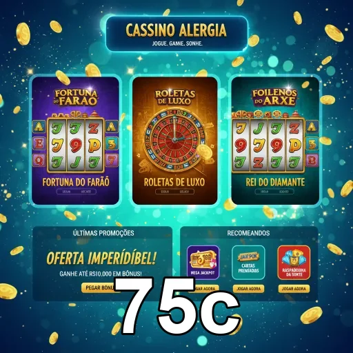 Tela do cassino online 75c com jogos populares e promoções.