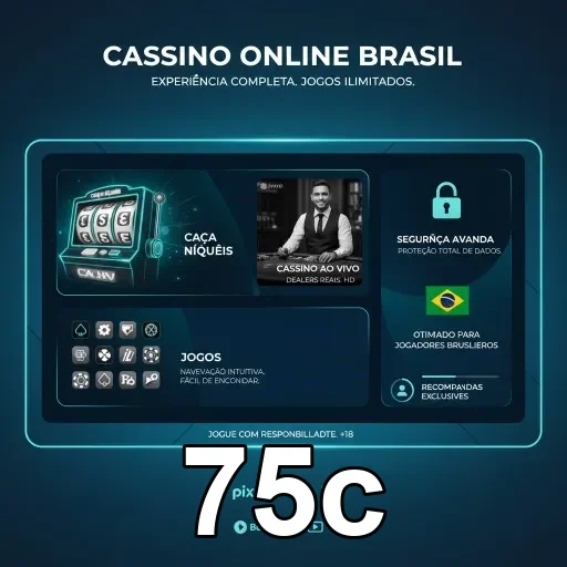 Interface do 75c com informações sobre caça-níqueis e live gaming.