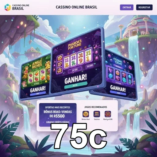 Interface de jogos de slots exibindo as ofertas da 75c.