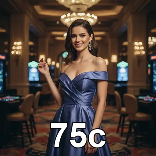 Jogadora elegante em cassino do 75c, destacando o ambiente.