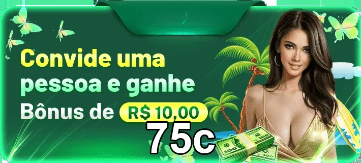 Imagem de promoções do site 75c sobre bônus para convites.