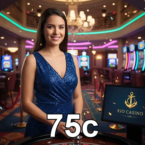Jogadora ao vivo na plataforma de cassino 75c com mesa de roleta.