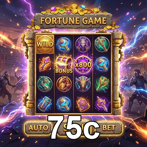 Imagem do jogo Fortune Game mostrando símbolos e bônus no 75c.