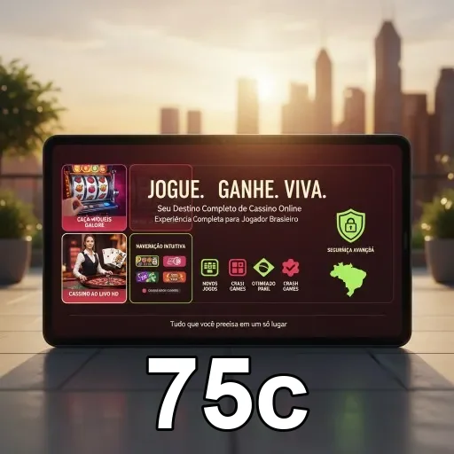 A tela do aplicativo 75c mostra jogos e promoções para VIPs.