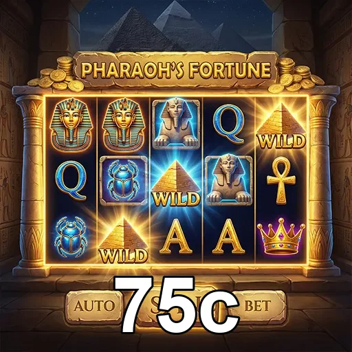 Tela do jogo Pharaoh's Fortune disponível em 75c.