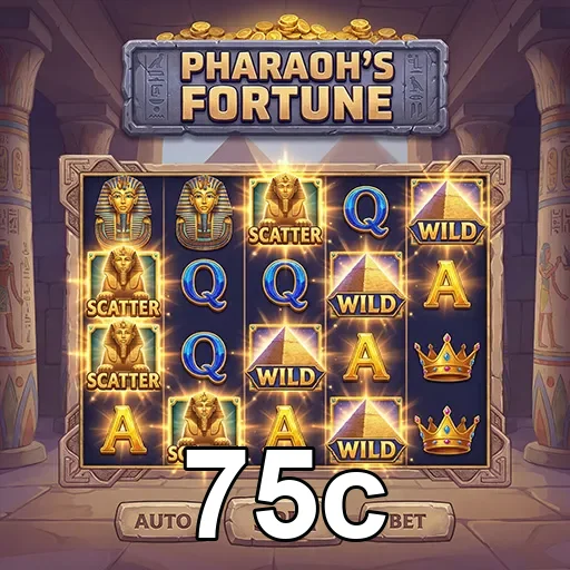 Tela do jogo Pharaoh's Fortune no site 75c.