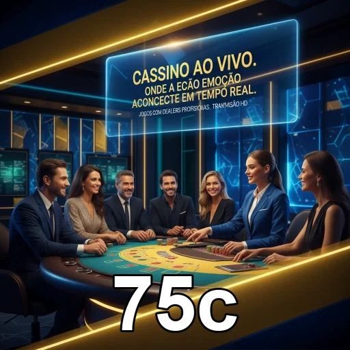 Jogadores interagem em um cassino ao vivo no 75c