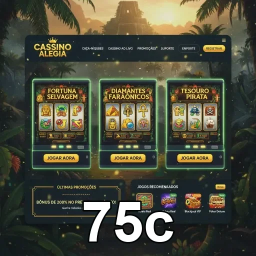 Tela do site 75c com jogos de slots variados disponíveis.
