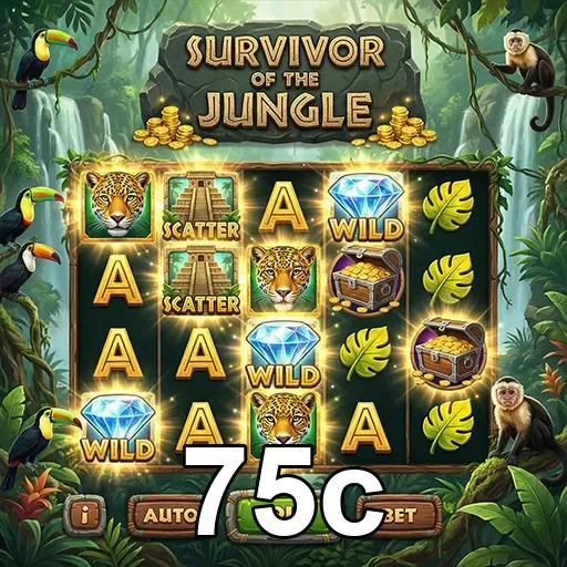 Interface do slot 'Survivor of the Jungle' da 75c.