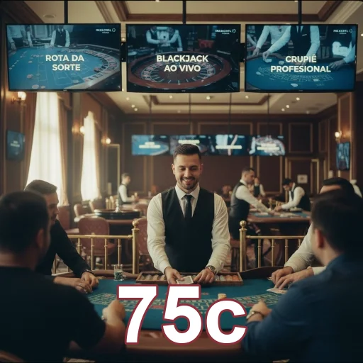 Um smartphone mostrando o app móvel 75c com jogos de cassino