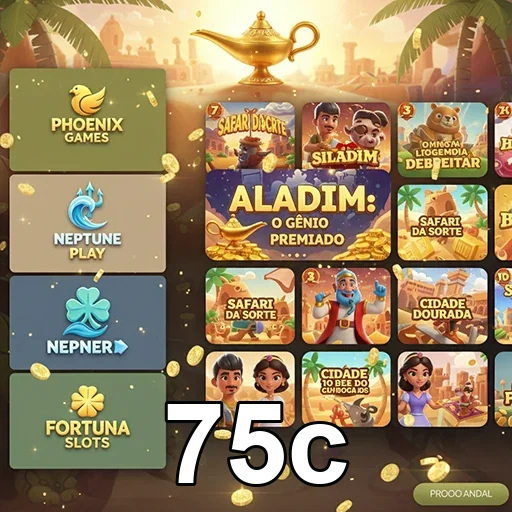 Jogo exclusivo na plataforma 75c, destacando o tema Aladdin.